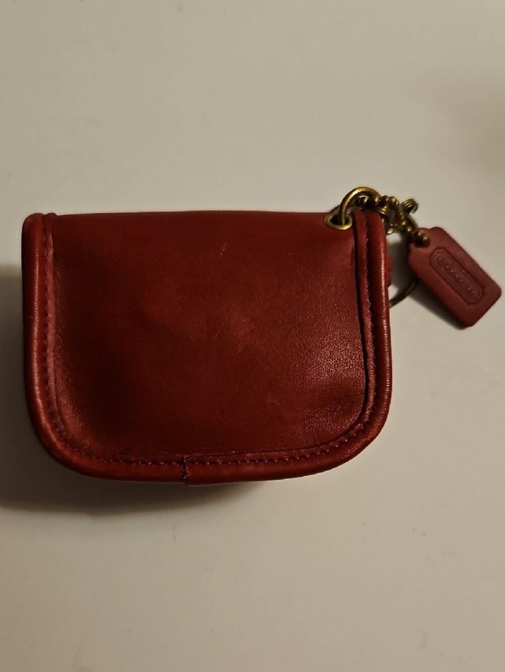 Coach Mini Red Leather Turnlock,Coin Pouch & Key Chain - Picture 2 of 11